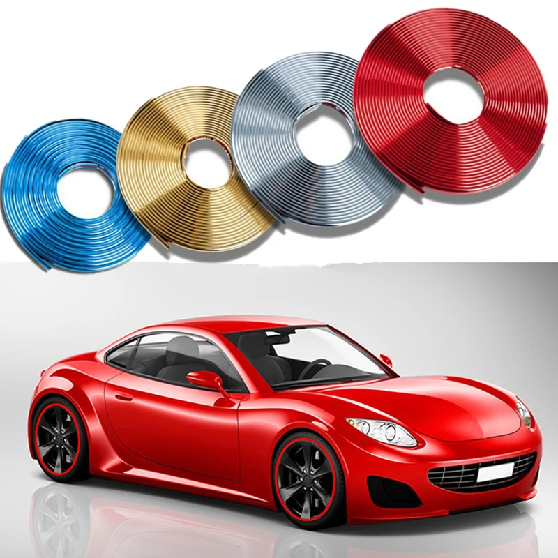 

8M Automobile electroplated wheel hub strip Middle net decorative strip Tire scratch and anti scratch strip decoration