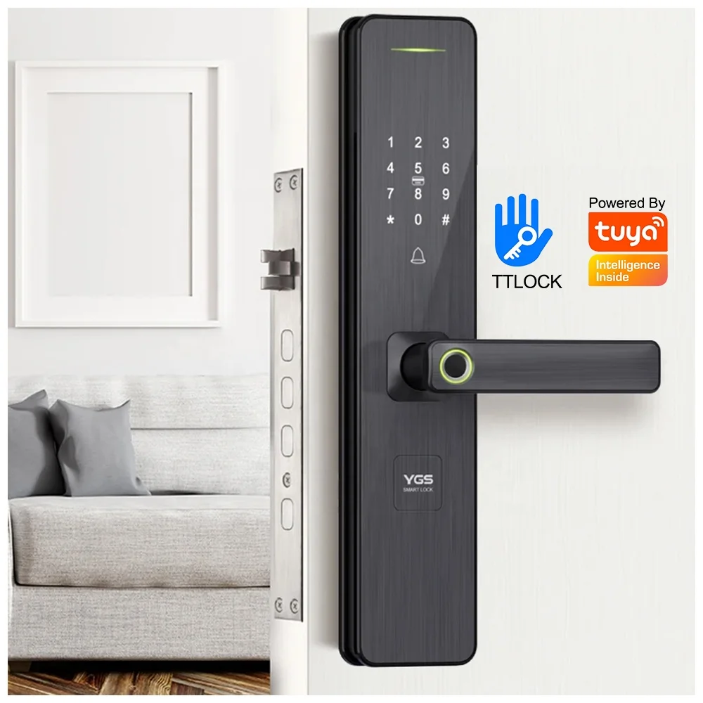 

Newly Design High Quality OEM Service Wireless Control China Custom Biometric Fingerprint Tuya App Smart Door Lock With Doorbell