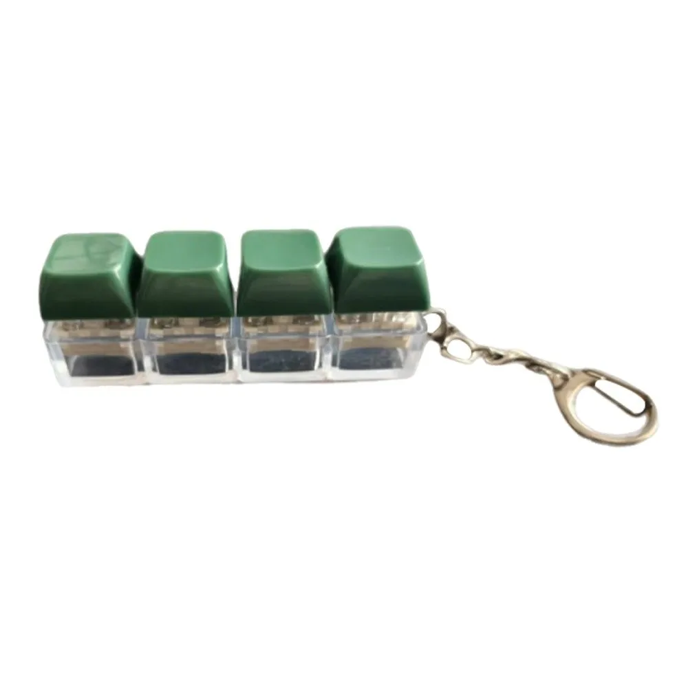 New Diy Keycaps Keyboard Fidget with Keychain Stress Relief 4-button Shaft Tester Finger Button Keyboard Keychain Work Office