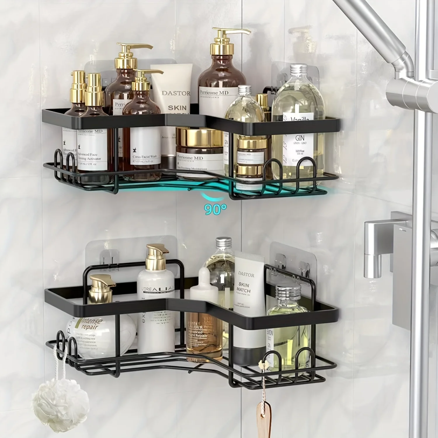 

Stainless Steel Bathroom Shelves - Wall Hanging Triangle Shower Caddy with Premium Corner Organizer for Accessories