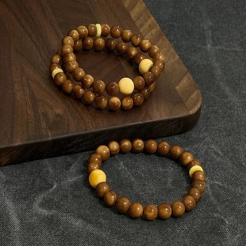 High Polished Natural Premium Kuk Nut Bodhi Bracelet Natural Amber Candy Heart Beaded Bracelet Gifts