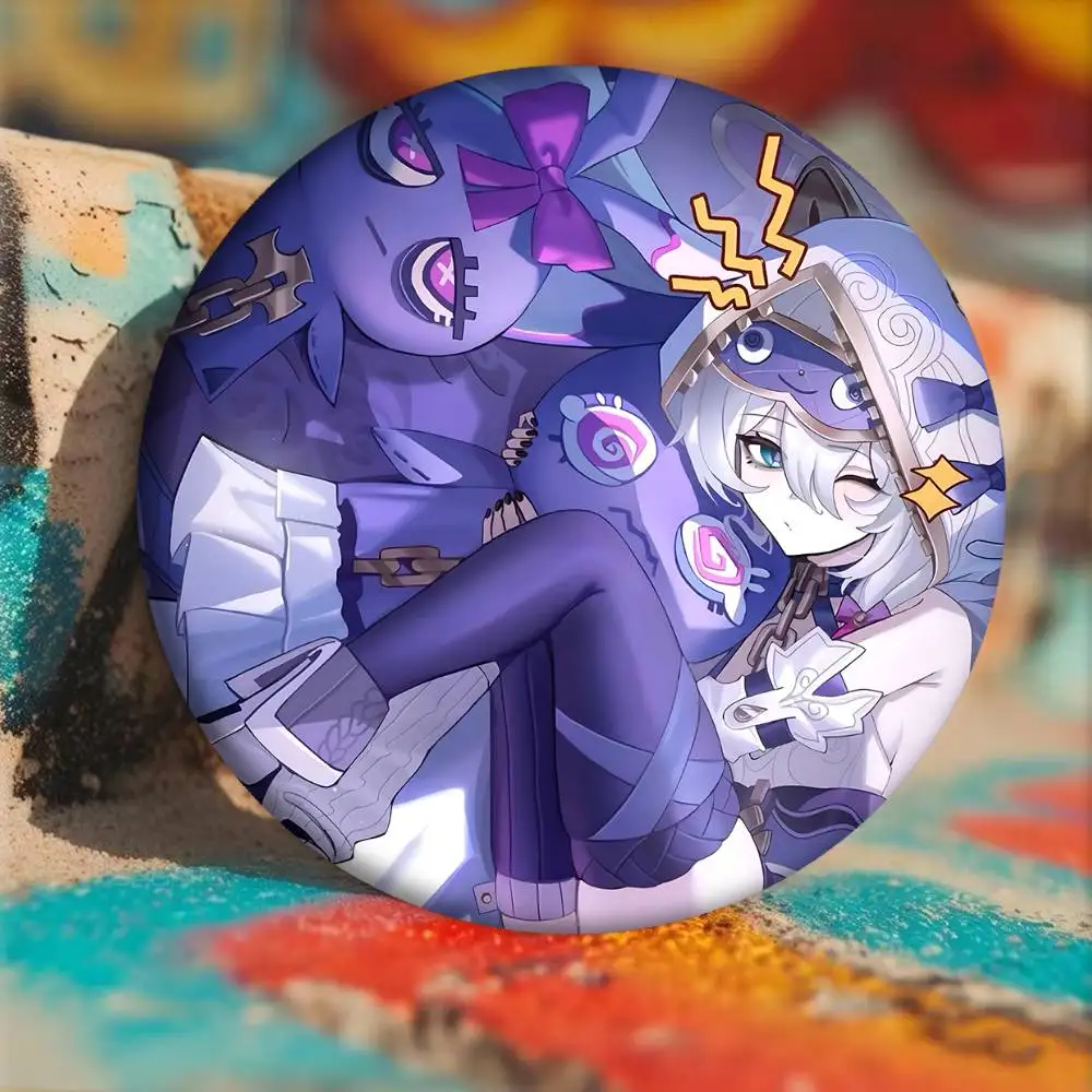 Juego popular Honkai Star Rail Anime cifrado insignias redondo broche de dibujos animados ropa mochila accesorios Lapelnd láser