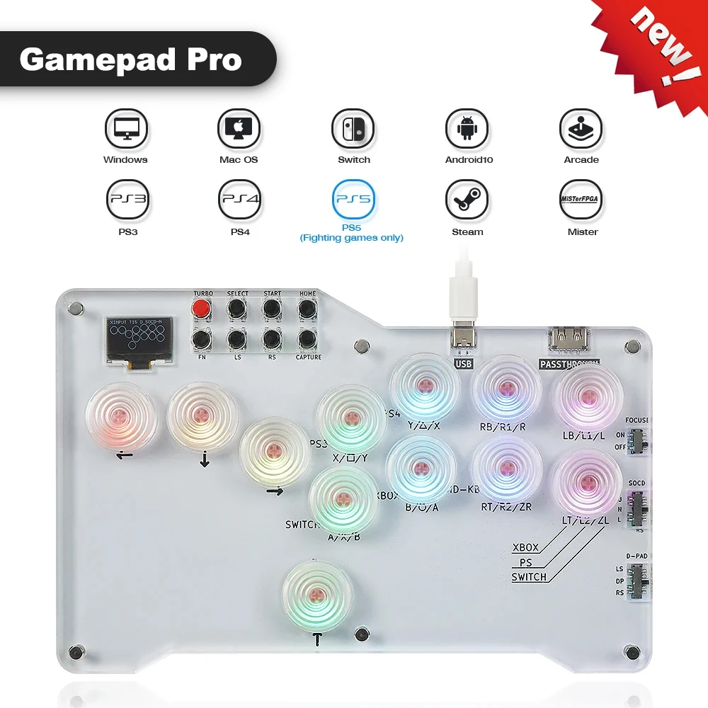 TicKnot Gamepad Pro Hitbox Arcade Stick For P5 Fighting Games Hot SWAP Cherry Swicth Leverless Controller For PS4/PS3/NS/PC