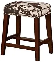 

Walt 24.5" Wood Cow Print Counter Stool in Brown Folding stool Small chair Foot stool ottoman Foot rest office Wiggle stool Cow