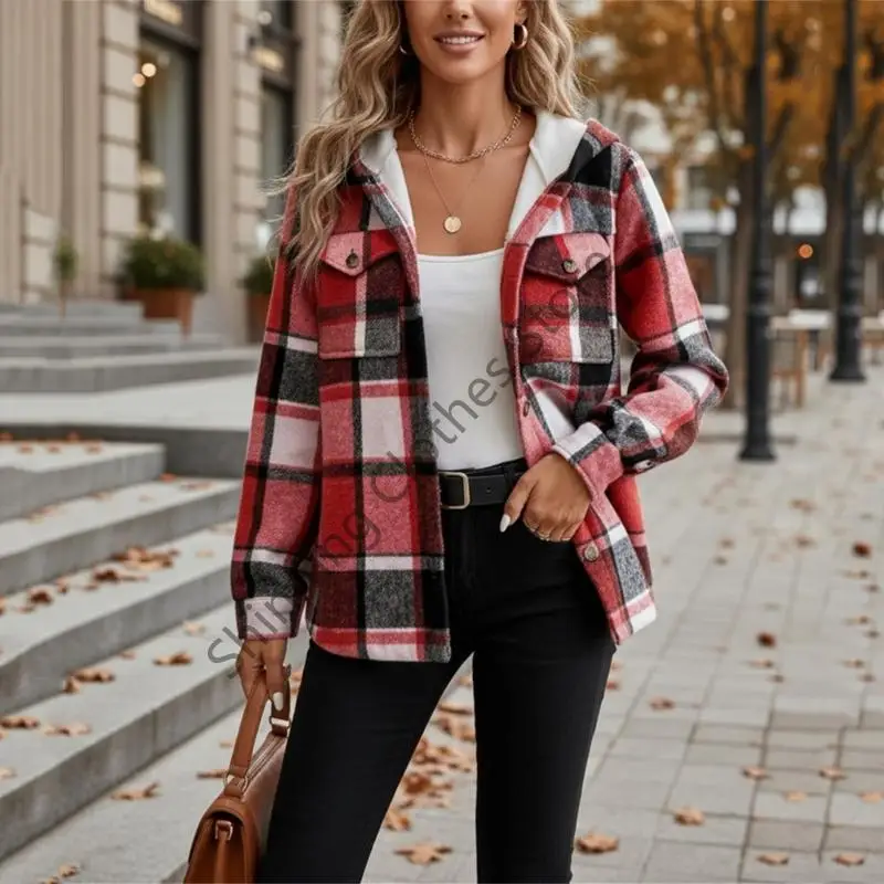 معطف مبطن من القطيفة M68A للنساء شتاء دافئ بأزرار سفلية وأكمام طويلة معاطف شبكية وسترات بغطاء للرأس