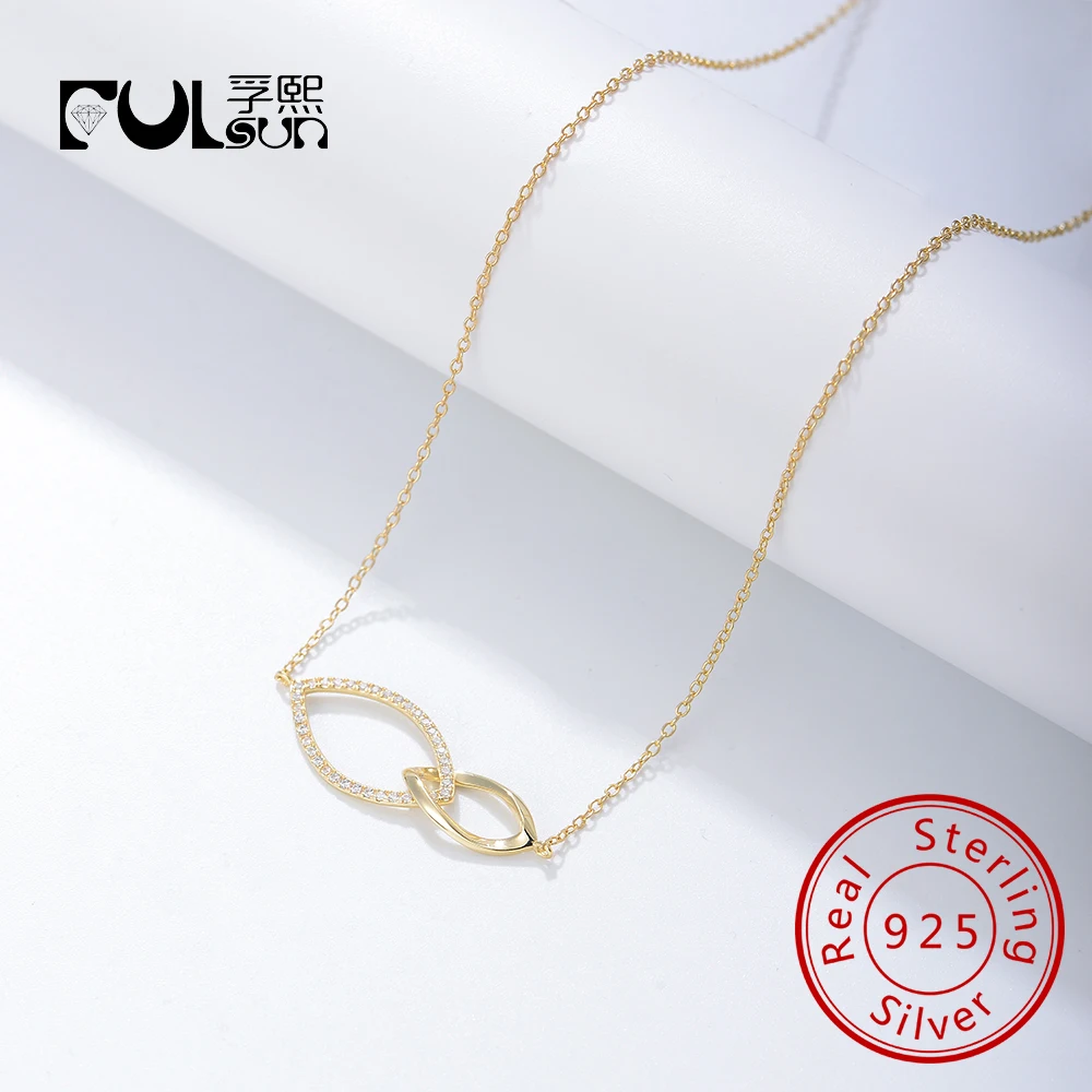 

Геометрический кулон для пары, ювелирные изделия, модное серебро 925 пробы, позолота 14 карат для женщин, циркон, камень