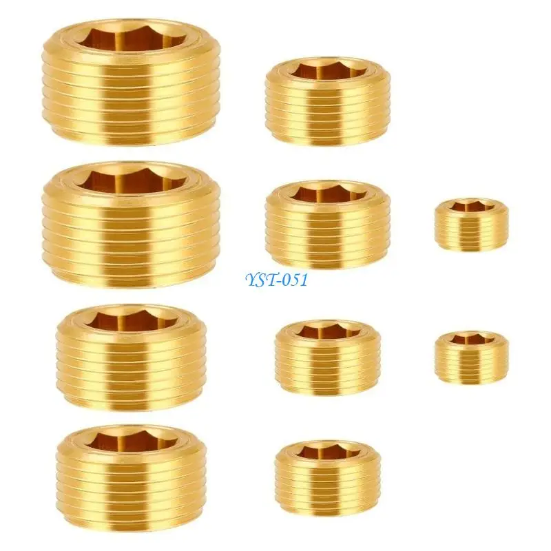

E15A 10/25Pieces Sturdy Brass Pipe Plugs Fittings Male Internal Hexgonal Designs for Secure Sealing In Various Systems