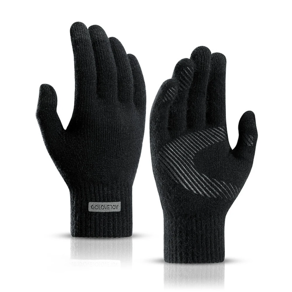 

Velvet Knitted Gloves for Women Men in Autumn Winter Plush Thick Anti Pilling Wool Touch Screen Anti Slip and Windproof