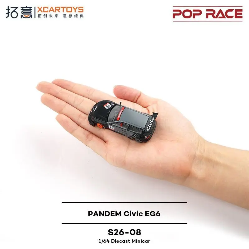 XCARTOYS POPRACE 1/64 Civic EG6 Hatchback Racing Car Diecast Alloy Model Miniature Collectible Ornament Hobby Vehicle Gift