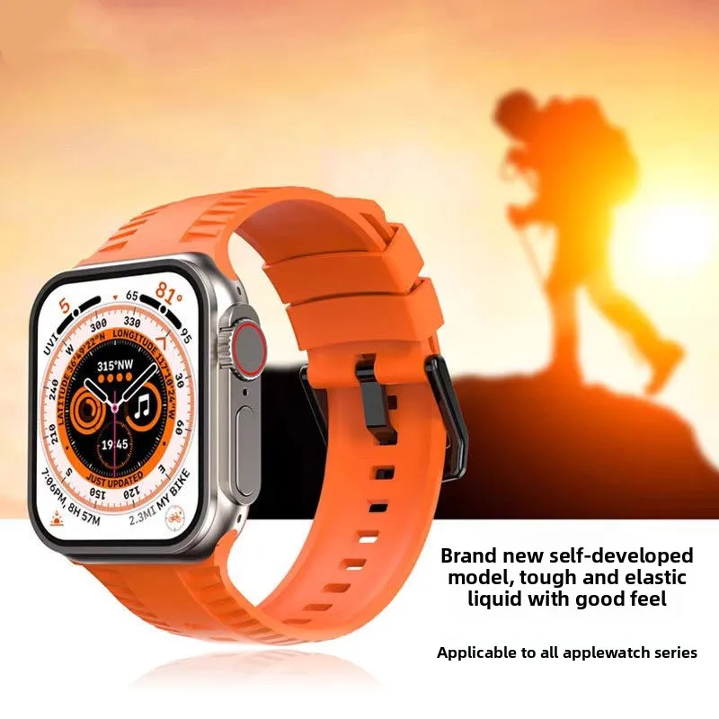 Applicable Apple Watch Strap iwatch11 Liquid Silicone Applewatch Ultra Watch Strap Sports Wristband
