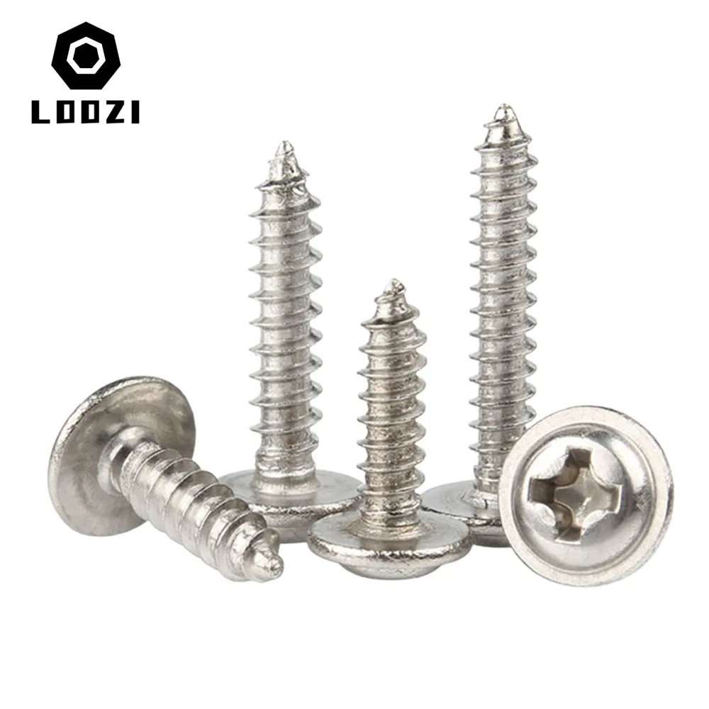 PWA M1,4 M1,7 M2 M2,3 M2,6 M3 M4 304 Edelstahl Kreuz Phillips runder Flachkopf mit Unterlegscheibenkragen Selbstschneidende Holzschraube – Detail 5