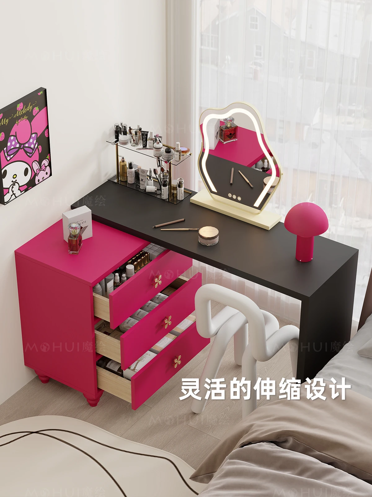 Magic painted dopamine dresser bedside cabinet integrated small apartment corner bedside makeup table color Memphis furniture