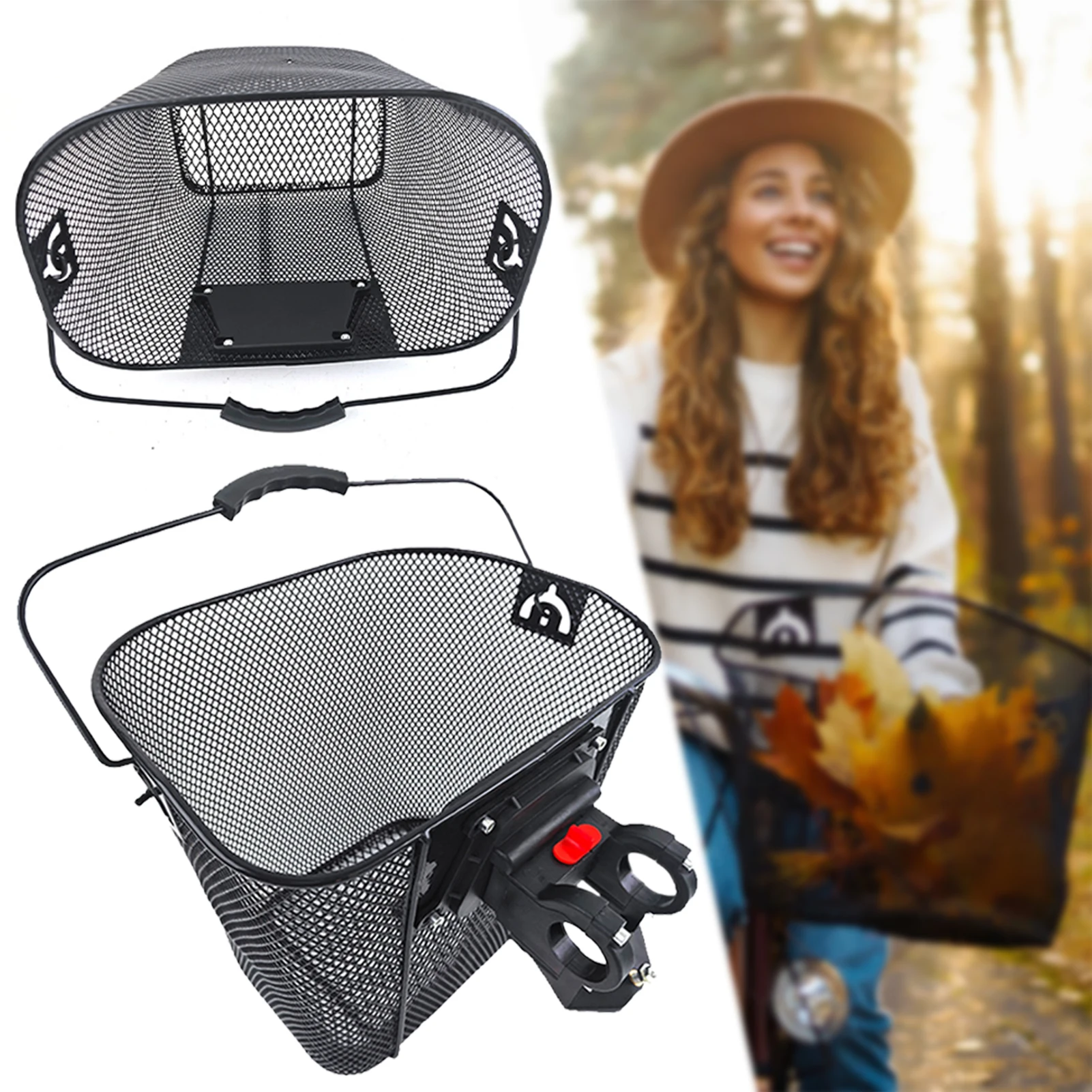 Quick Release Mesh Front Basket with Clip-On Bracket, Easy Mounting, Multipurpose Cycling Accessory, Bike Handlebar