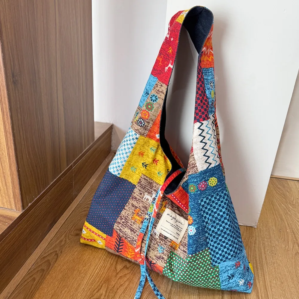 

Простая тканевая сумка-жилет в этническом стиле, джинсовая сумка через плечо с геометрическим рисунком в стиле ретро, большая вместительная богемная сумка-мессенджер для женщин