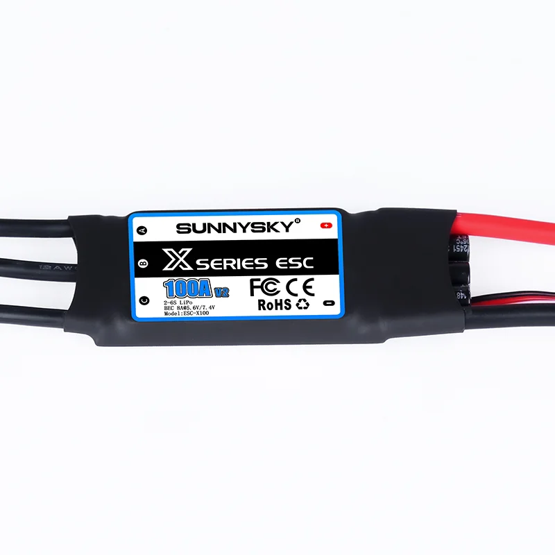 SunnySky 100A V2 Electronic Speed Controller, 2‑6S Lipo ESC for RC Airplane Ducted Fan KT 3D Stunt Model
