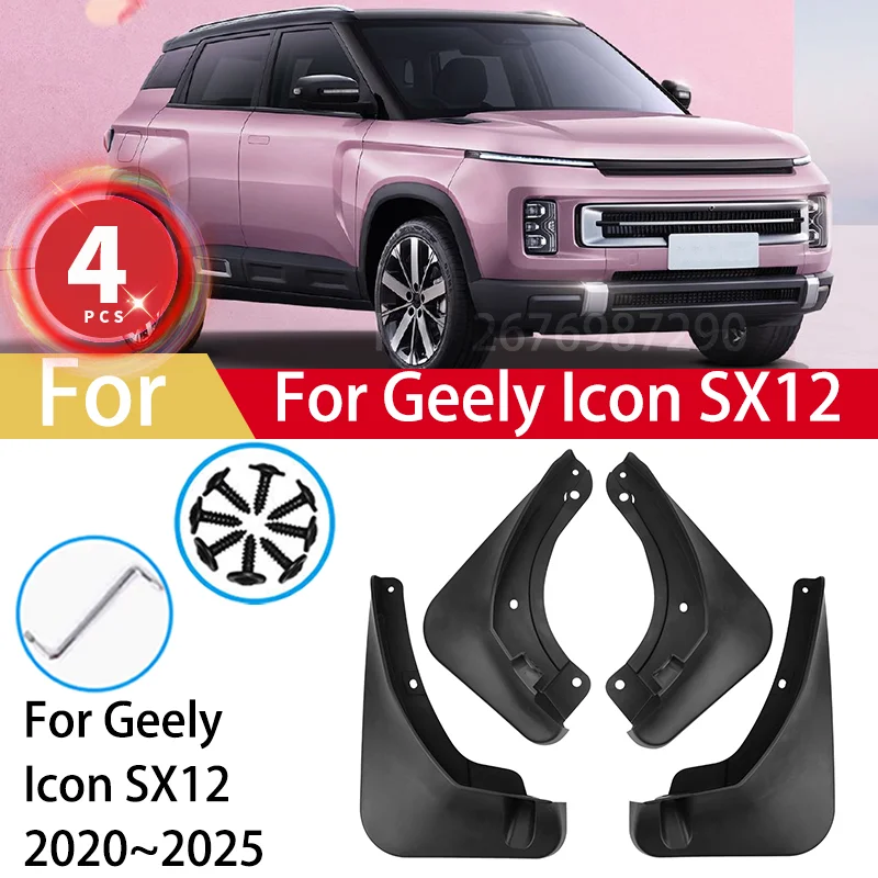 

For Geely Icon SX12 2020 2025 2021 2022 Mud Flaps Splash Guards MudFlaps Front Rear Fender Mudguards Car Accessories