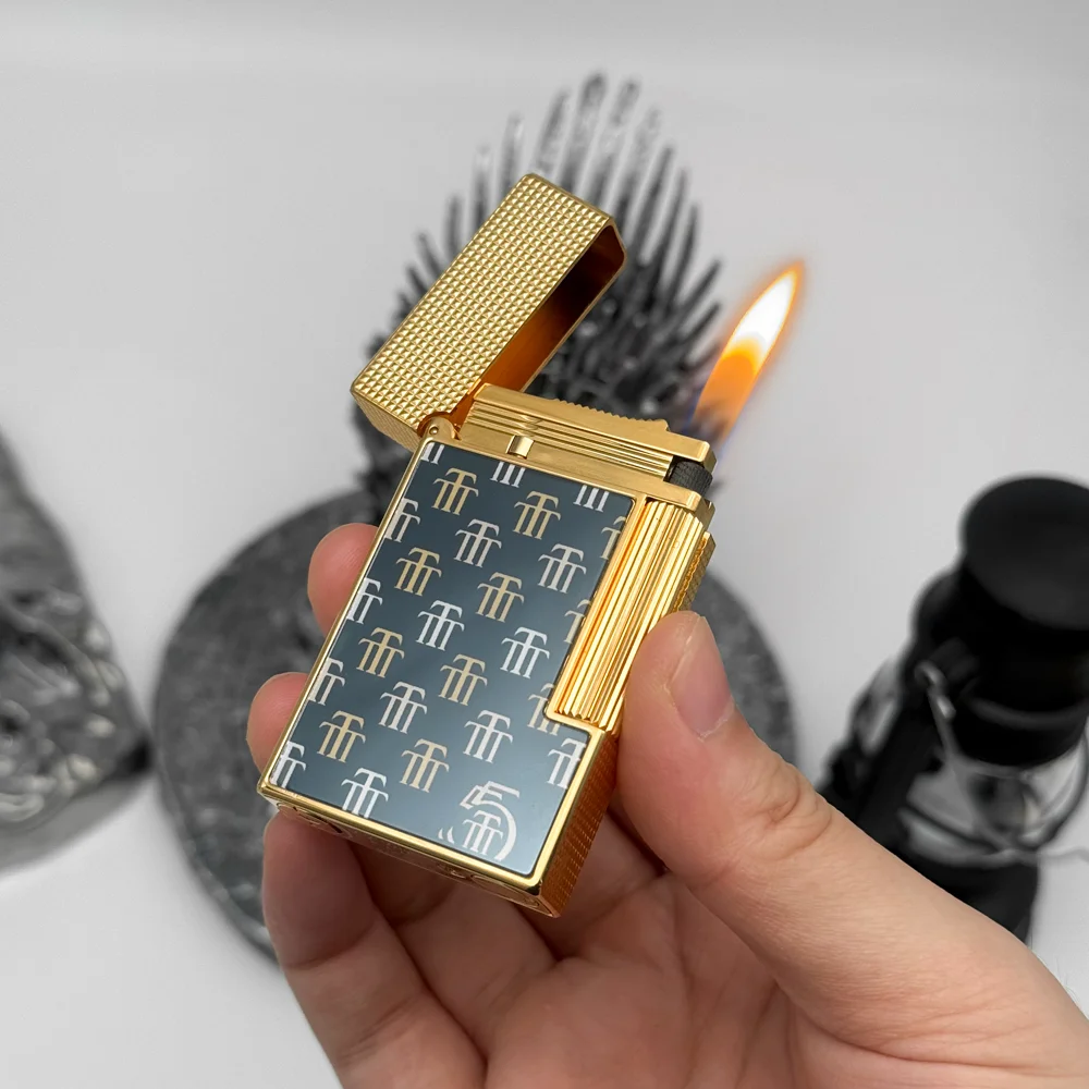 Multicolore Lacquer Single Flame Gas Lighter, Rechargeable Premium Cigar Tobacco Tool, Ideal for Smokers & High-End Collection