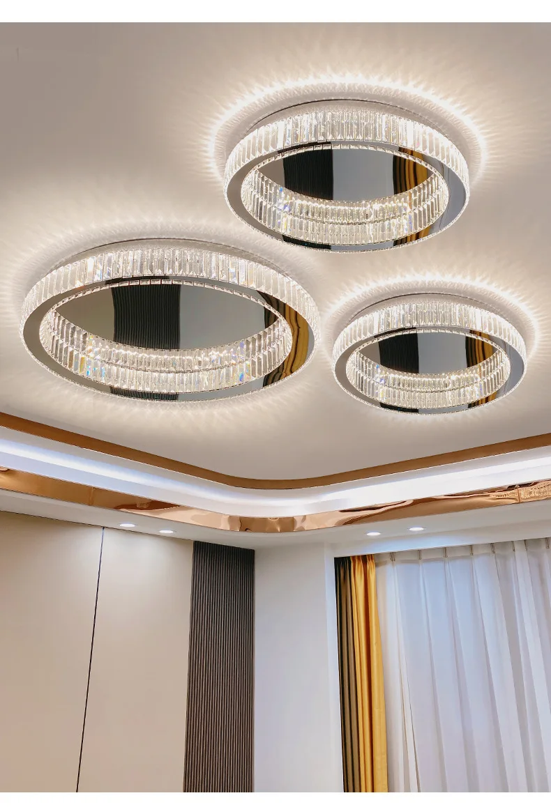 Living Room LED Ceiling Lamp K9 Crystals Dimmable Light