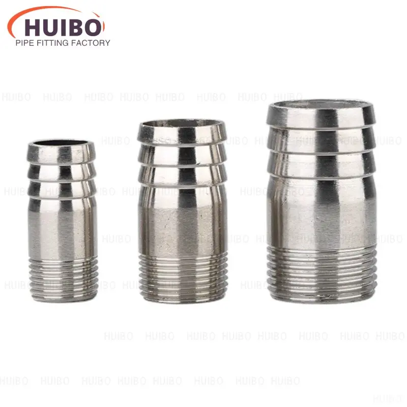 1PCS 304 Stainless Steel Leather Pipe Connector 1/8 1/4 3/8 1/2 3/4 1" 1-1/4 Water Pipe Pagoda Barb Hose Connector Adapter