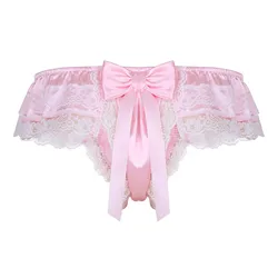 Slip en dentelle pour homme, sous-vêtement gay, jockstrap, sexy, avec nœud papillon, zone Tanga, lolita mignonne, callogging, bien-être