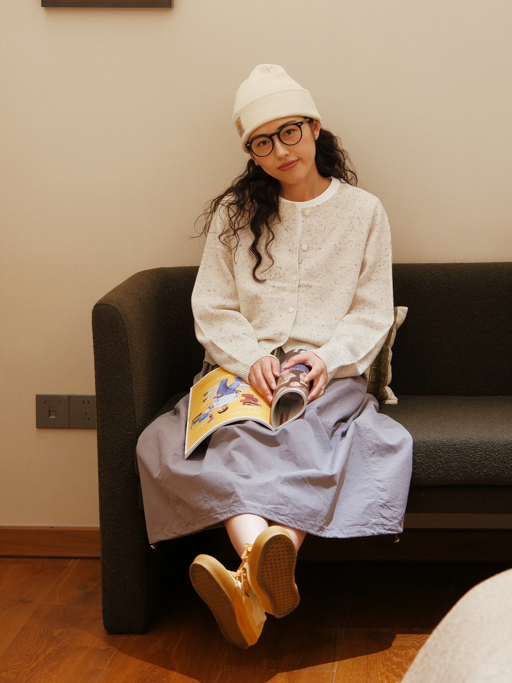 

Casual Full Wool Knitted Open Cardigan round Ne Loose Sweater Outerwear NOVIRAL25 Day Japanese Sle Color Commute