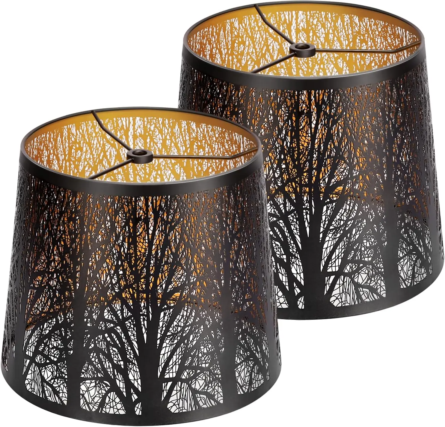 

Металлические абажуры, набор из 2 штук, абажуры-бочонки, 7,9 дюймов (верх) x 9,8 дюймов (низ) x 7,9 дюймов (высота), маленькие абажуры, с рисунком леса.