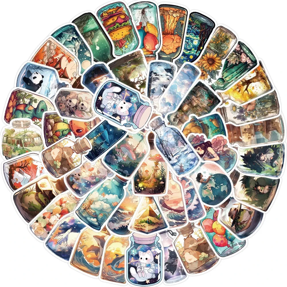 10/30/50/100PCS Cute INS Style Bottle World Animal Cartoon Stickers Aesthetic Notebook Phone Laptop Diary Album Sticker Kids Toy