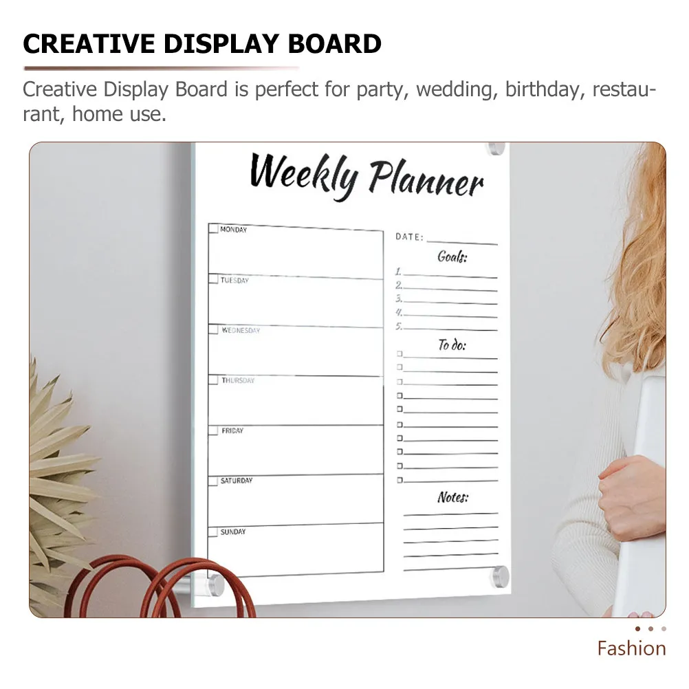 1Set Weekly Plan Handwritten Note Board Quality Acrylic Multifunctional Erasable Message Board for Office Home School Restaurant