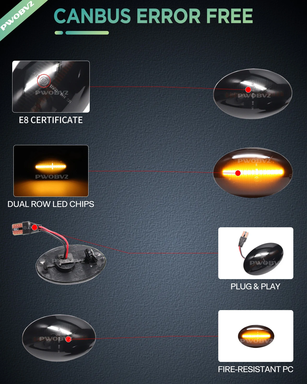 Dynamic Amber LED Turn Signal Side Marker Light Blinker  For Opel Combo C B Tigra A Astra F Meriva A Corsa C B Sintra Vita