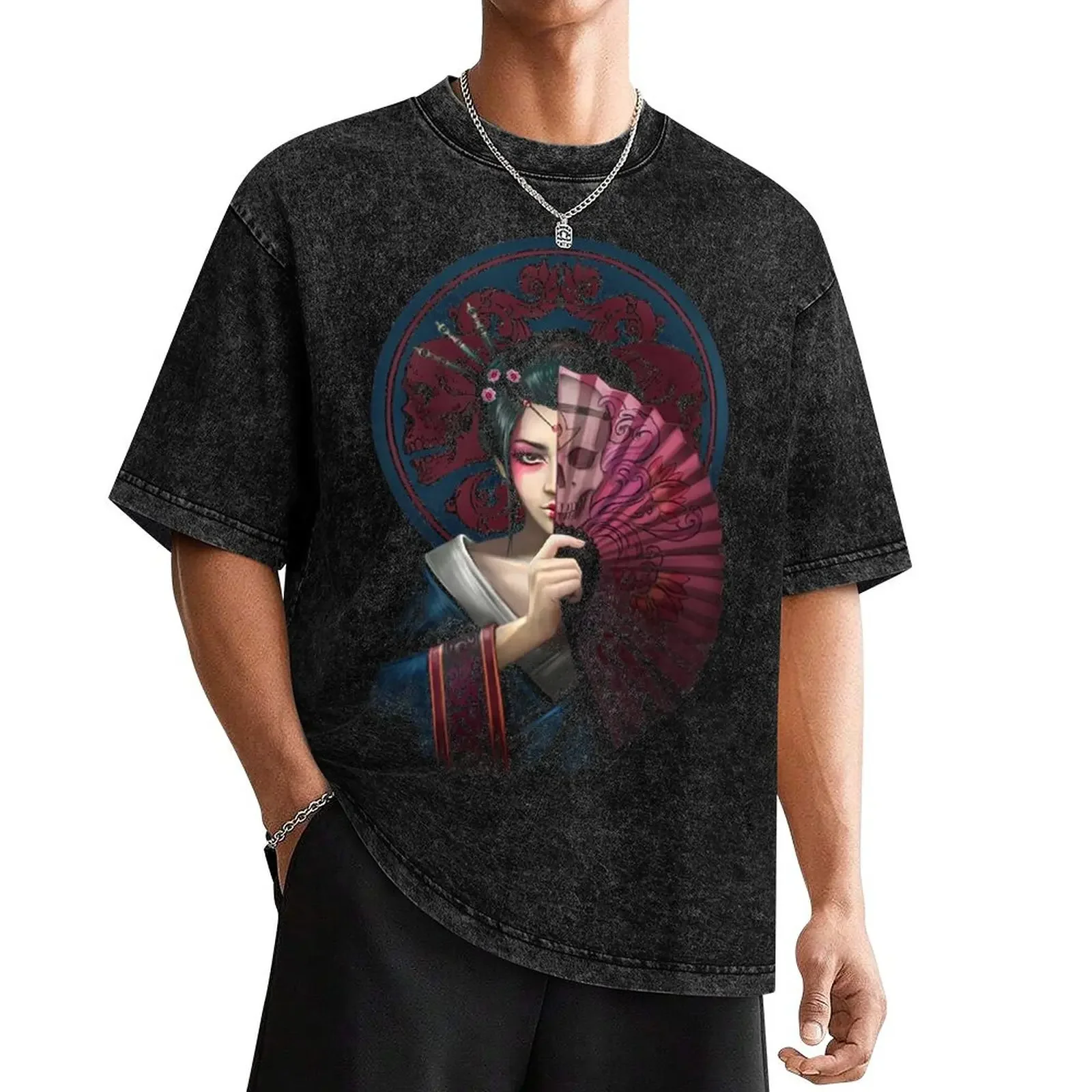 Geisha Warrior T-Shirt basketball graphic tees tops man clothes Men's cotton t-shirt