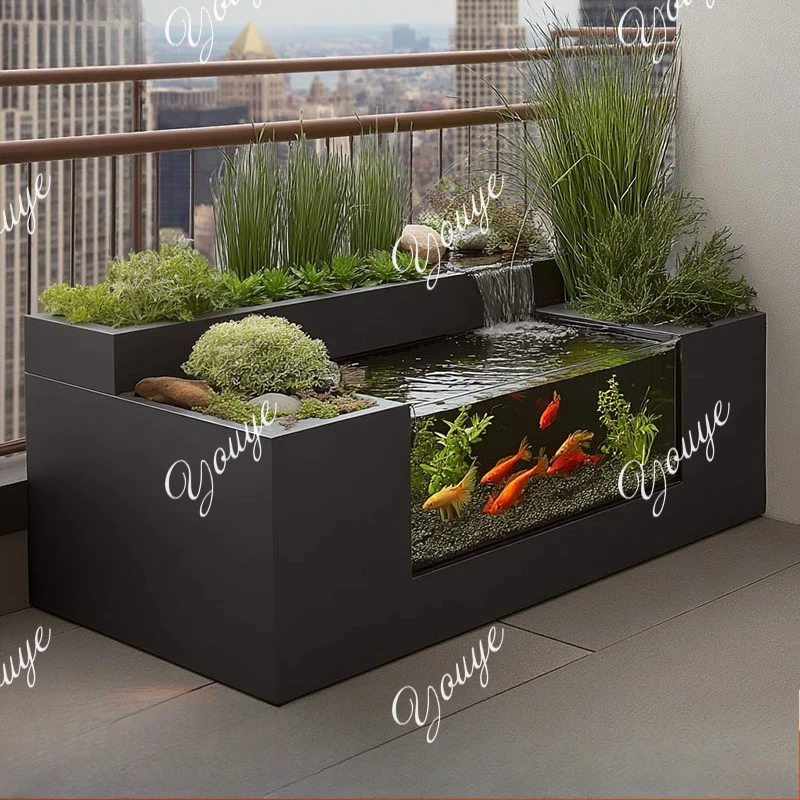 Stainless steel circulating water fish pond turtle tank flower box courtyard outdoor balcony garden landscape water table