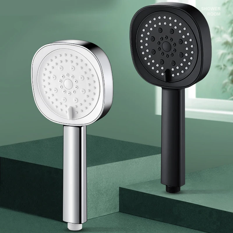 

5 Modes Shower Heads Square High Pressure Water Saving Adjustable Silver Black Rainfall Massage Sprayer Bathroom Accessories