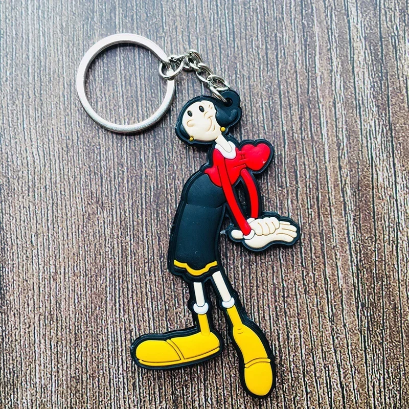 Hot Sale Popeye Sailor Cartoon PVC Key Chain Olive Oyl Bobbi Fashion Classic Anime Children\'s Favorite Childhood Gifts Key Ring