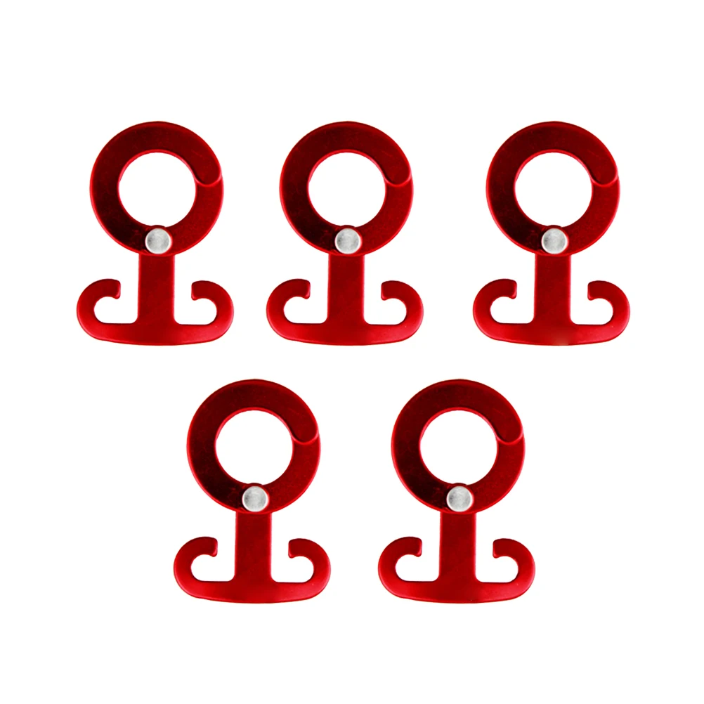 

5 Pcs Multifunction Camping Rope Hangers Self-lock Aluminum Alloy Hook Buckle for Tent Camping Hiking Backpacking Climbing (Red)