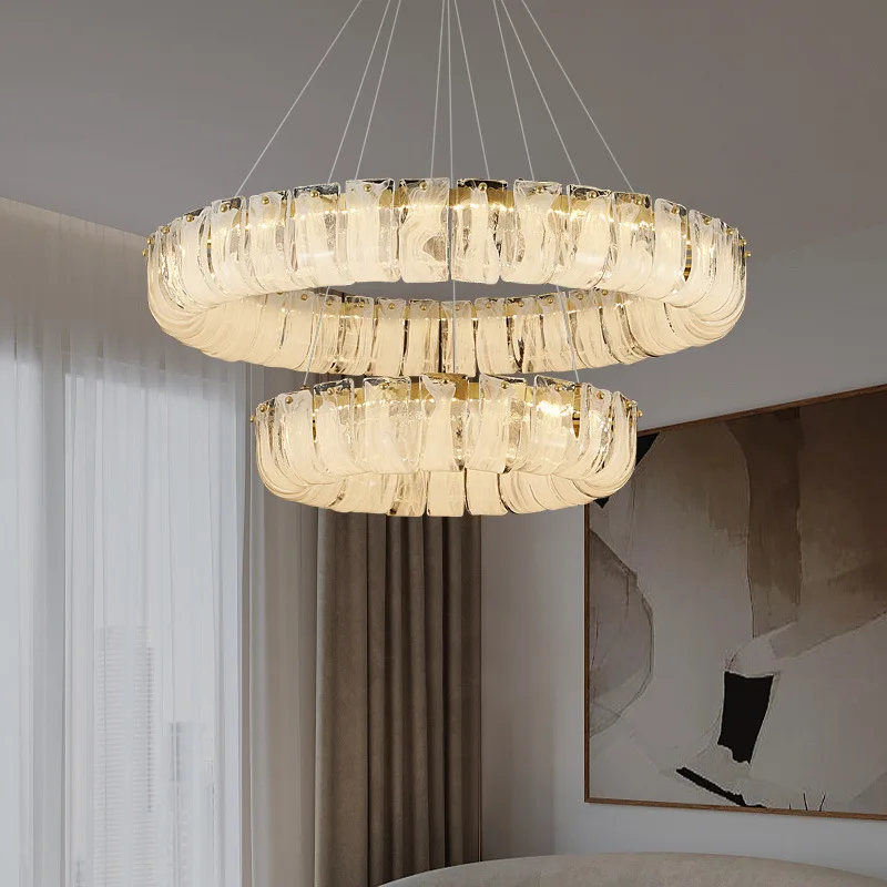 

Circular Glass Living Room Pendant Light Luxurious and Atmospheric Modern Art Restaurant Light Bedroom Balcony Lighting Fixtures