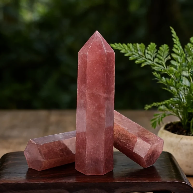 Natural Strawberry Crystal Tower Decorative Ideal for Home Office Party Decor Perfect Gift