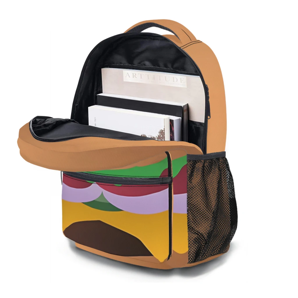 Mochila versátil de hamburguesa con queso, mochila impermeable de gran capacidad, bolsa lavable para computadora, Unisex