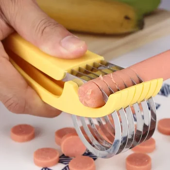 창의적인 바나나 소시지 슬라이서, 야채와 과일 날카로운 슬라이서, 스테인레스 스틸 바나나 커터, 주방 액세서리