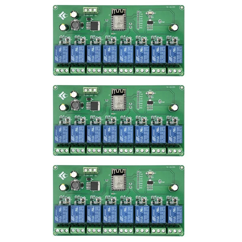 

AB46-3X ESP8266 WIFI 8 Channel Relay Module ESP-12F Development Board Power Supply 5V/7-28V Wireless WIFI Module