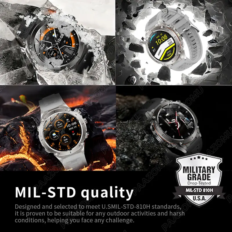 New GPS Outdoor Sport SmartWatch 1.43'' HD AMOLED Flashlight 730mAH 3ATM Waterproof Compass Air Pressure Altitude For HUAWEI