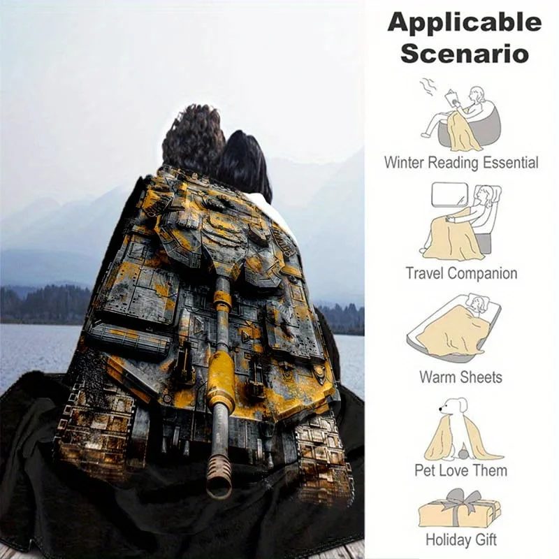 Versatile Tank Graphic Throw Blanket - Lightweight, All-Season Polyester For Home, Travel & Office - Hypoallergenic, Tear-Resist