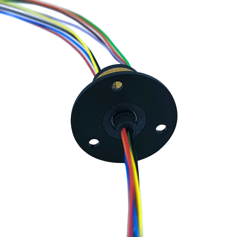 Compact slip ring 0.48 inches 8 wires 2 amps Can transmit conventional signals Can be used with motors or rotating light strips