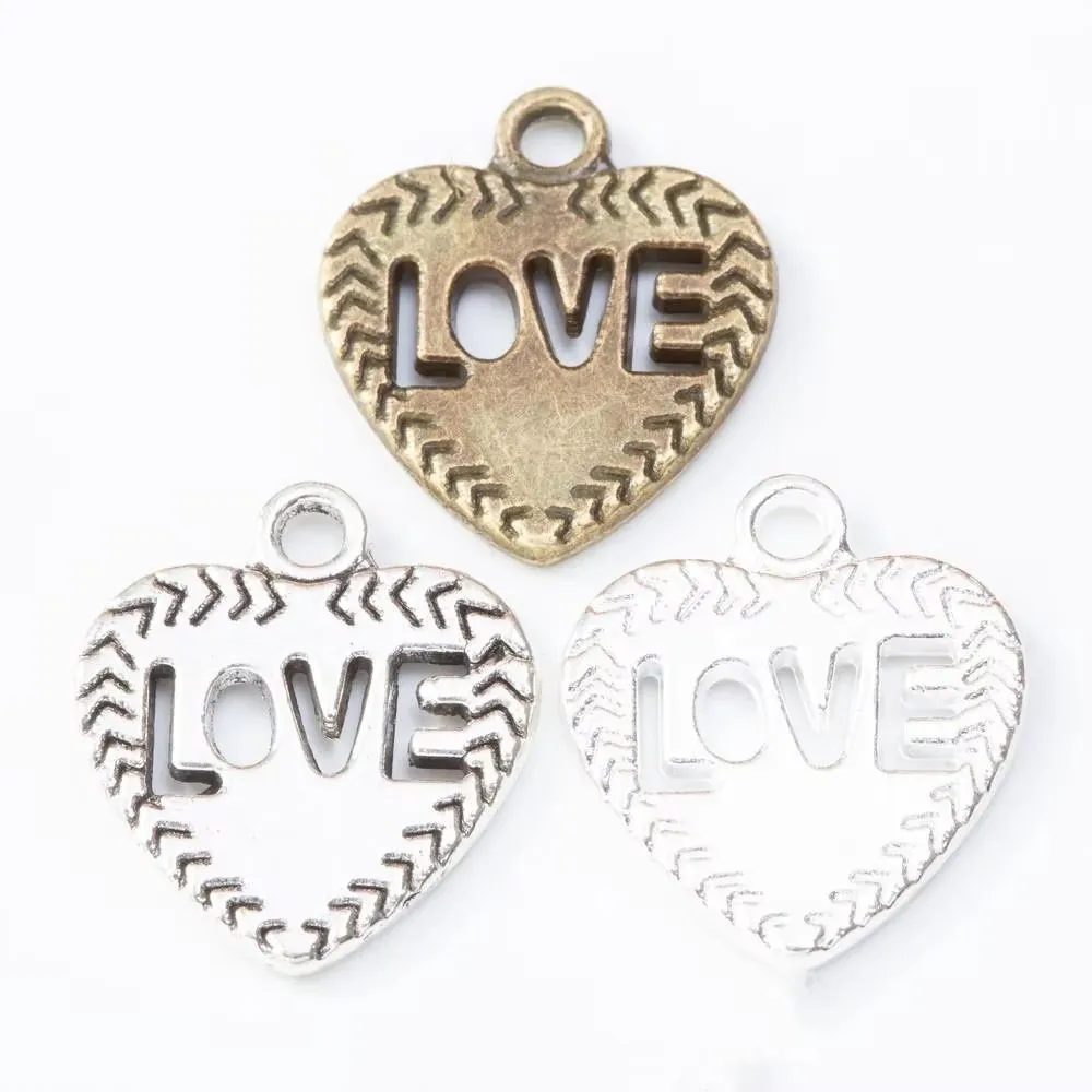 60pcs 21*18MM Zakka Style Wedding Creative Gift Alloy Love Jewelry, Vintage Classic Handmade Diy Sweater Necklace Pendant.