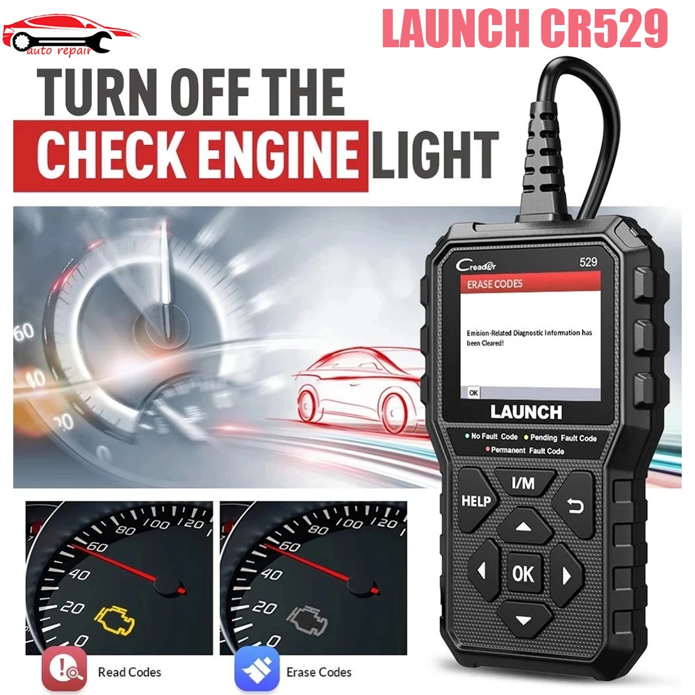 

LAUNCH Creader529 CR529 OBD2 Scanner OBD Code Reader Check Engine Light Pass Emission Test Diagnostic Tools Car Automotive Tools