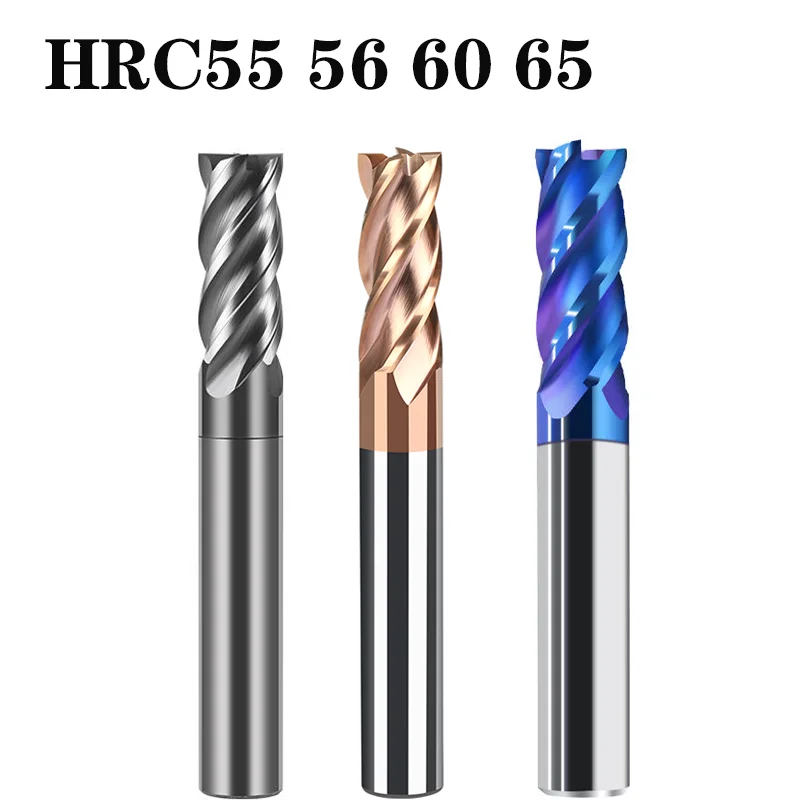 

HRC55 HRC65 HRC60 CNC Flat Mill EndMills Cutter 4 Flute Carbide End Milling Cutters Tungsten Steel Alloy Coating Face Mill