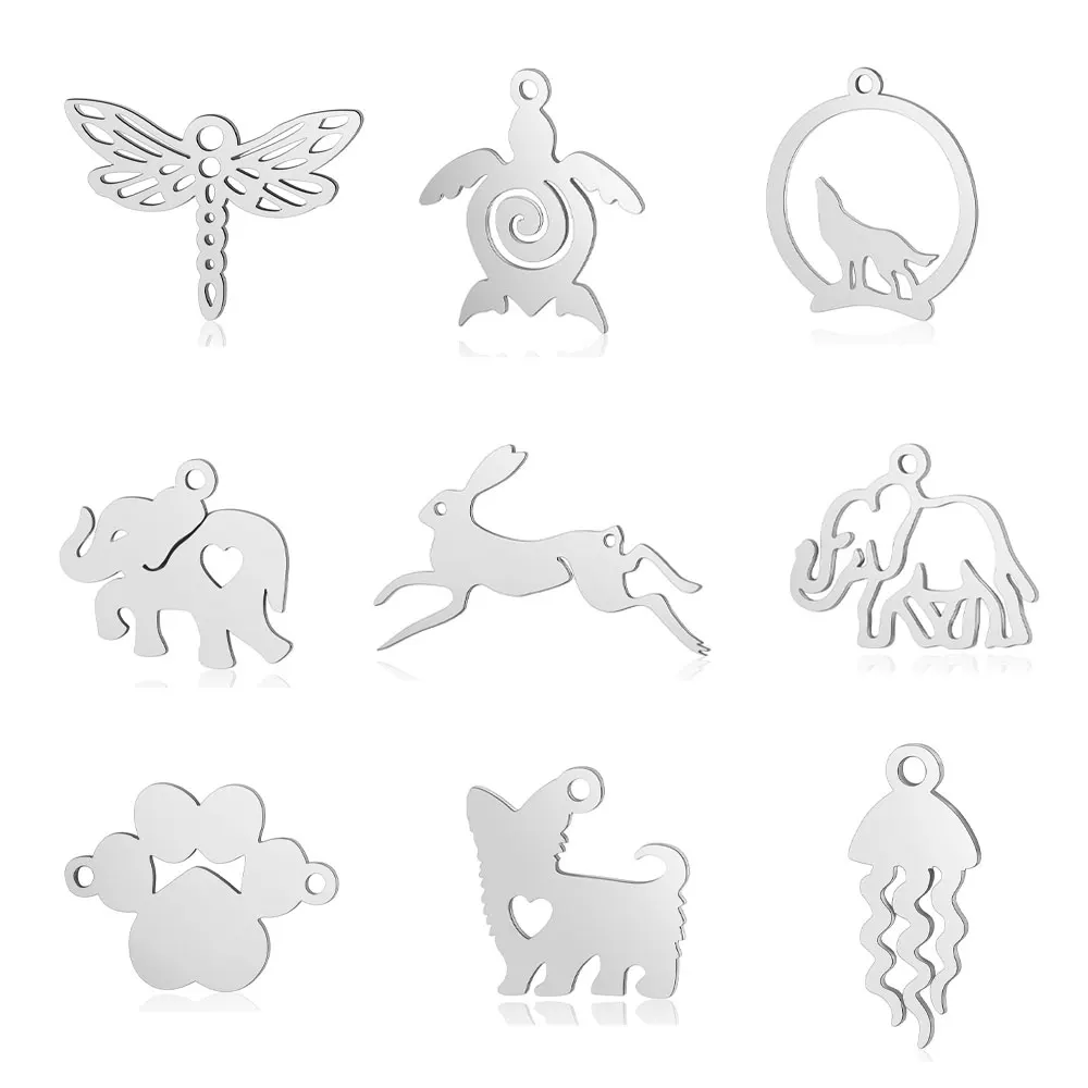 10pcs/lot Stainless Steel Turtles DIY Charm Pendant Wholesale Animal Chihuahua Dog Jewelry Finding Necklace Making Factory Price