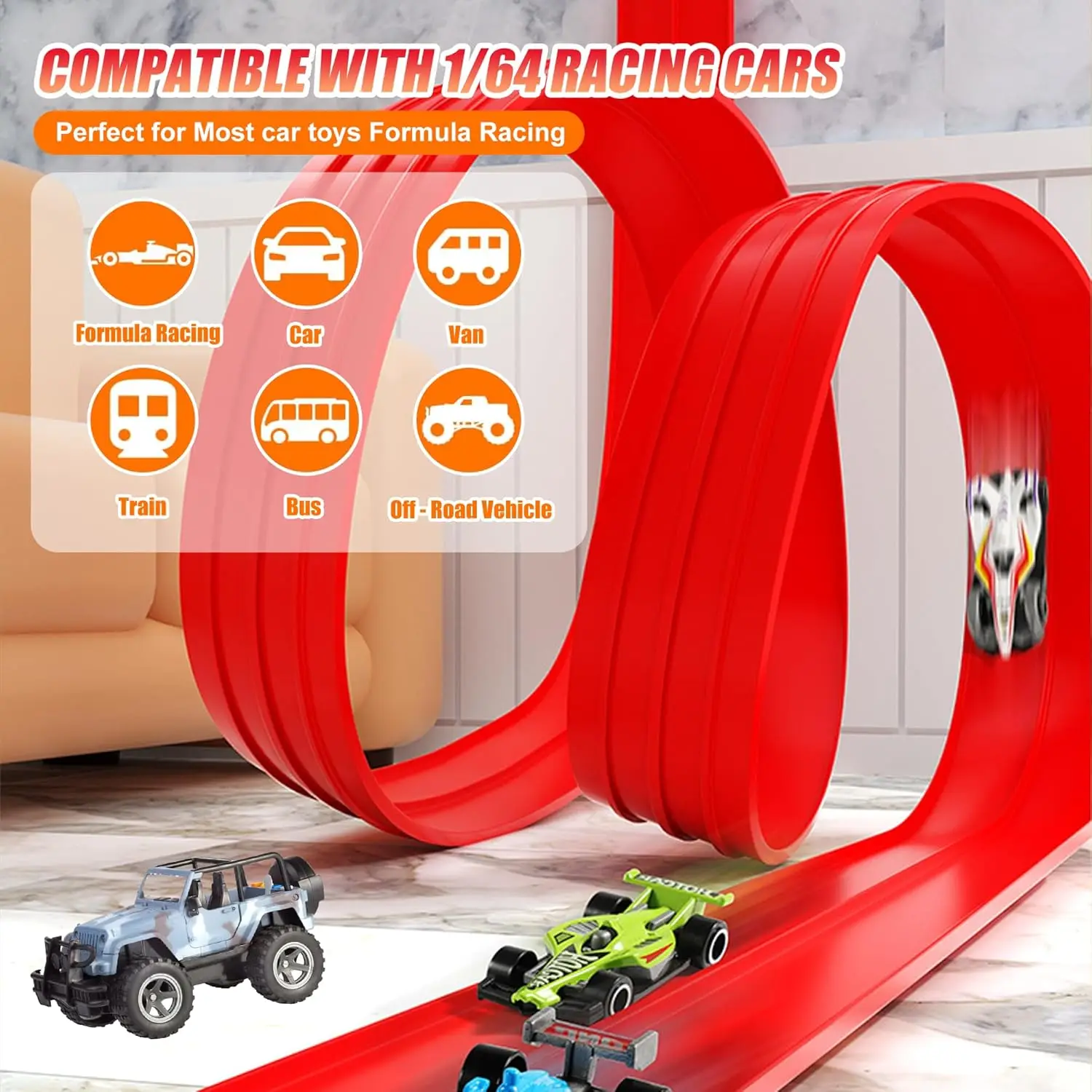 Zestaw do samodzielnego montażu miękkiej toru wyścigowego |   Samochód inercyjny dla dwóch osób