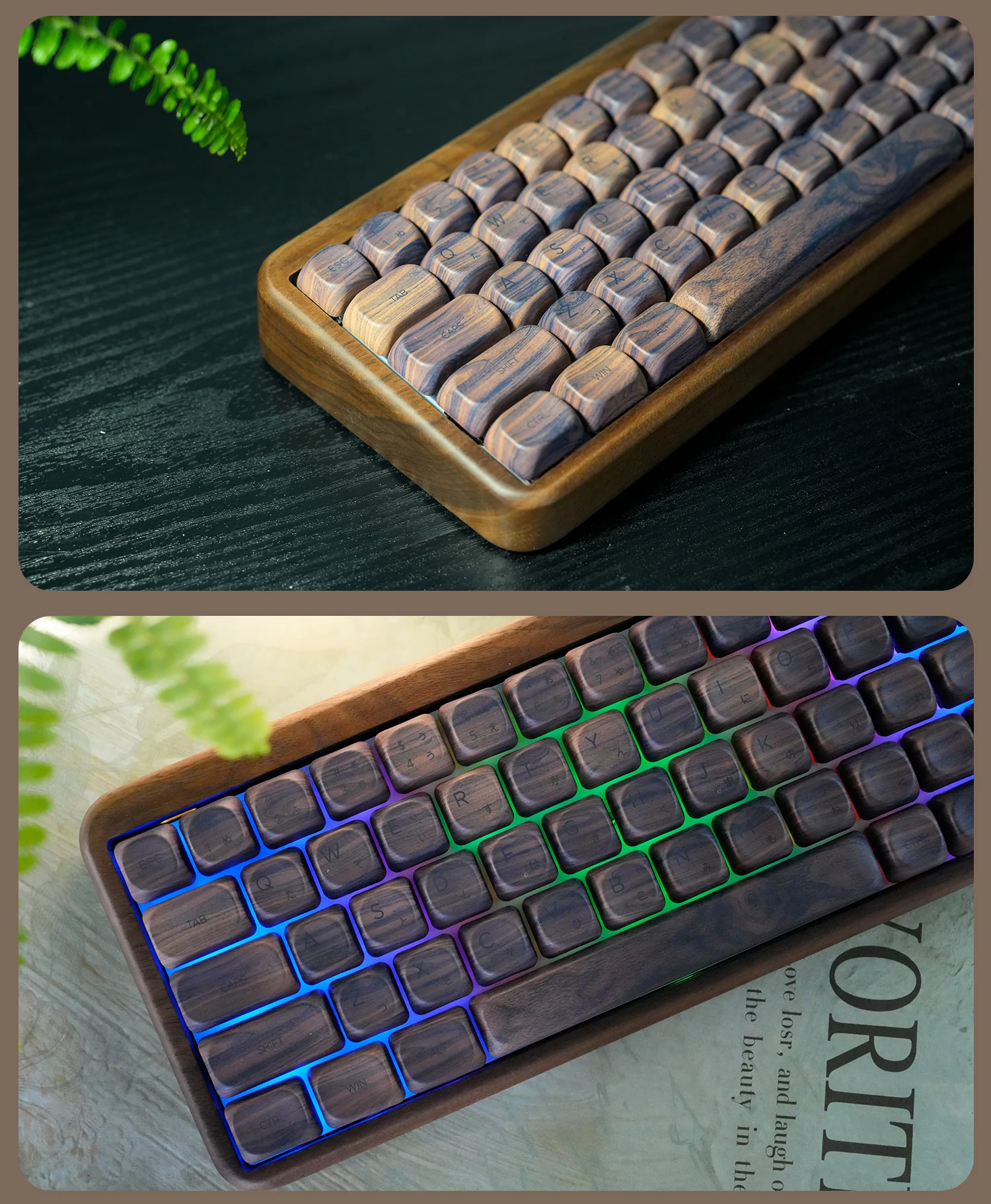 Sky Walnut Mechanical Keyboard 3Mode USB/2.4G/Bluetooth Wireless Keyboard 64Key RGB Backlit Keycaps PBT Customized Keyboard Gift