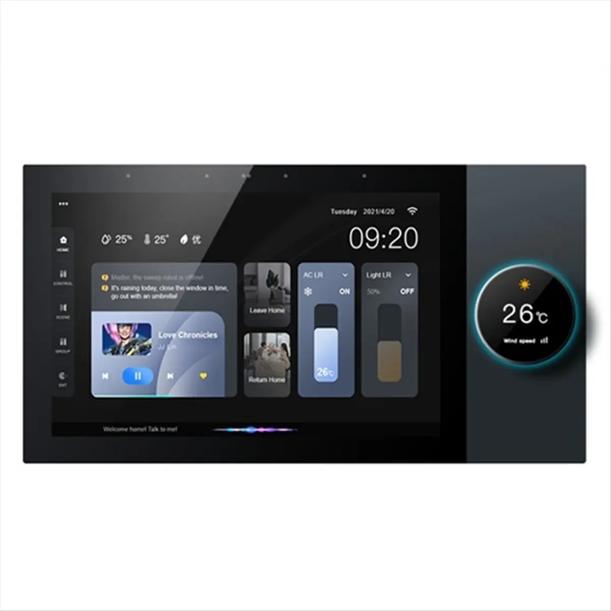 A003 7 Inch Android 8.1 Tuya Smart Home Control Panel with Rotary Button Zigbee Hub WiFi Wall Amplifier,for Voice