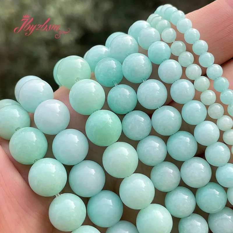 Amazonite Jades Blue Round Bead For Jewelry Making Strand 15\